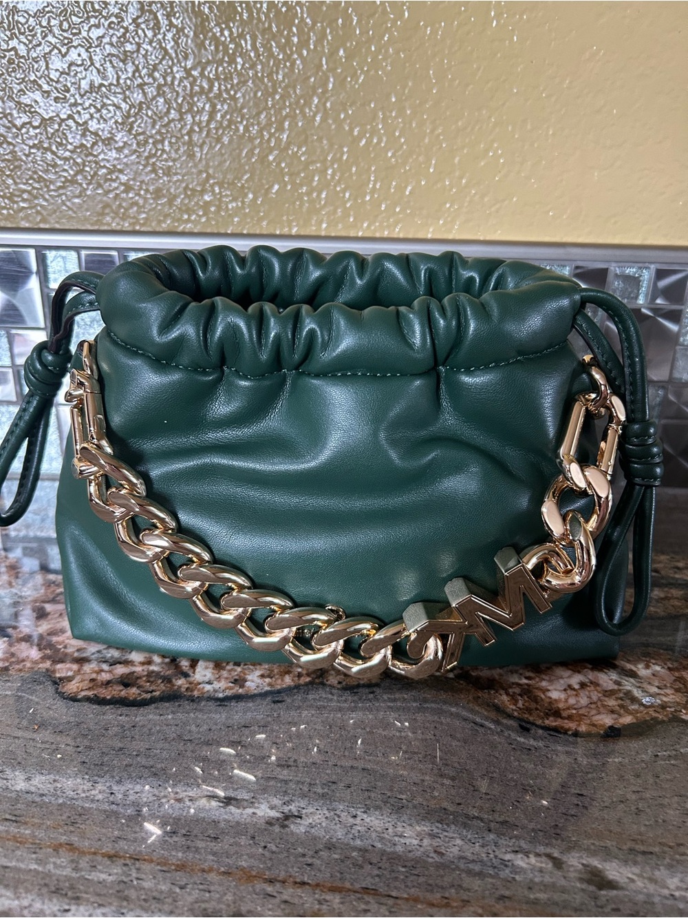 Michael Kors Green Women's Cross body Bag with Gold Chain